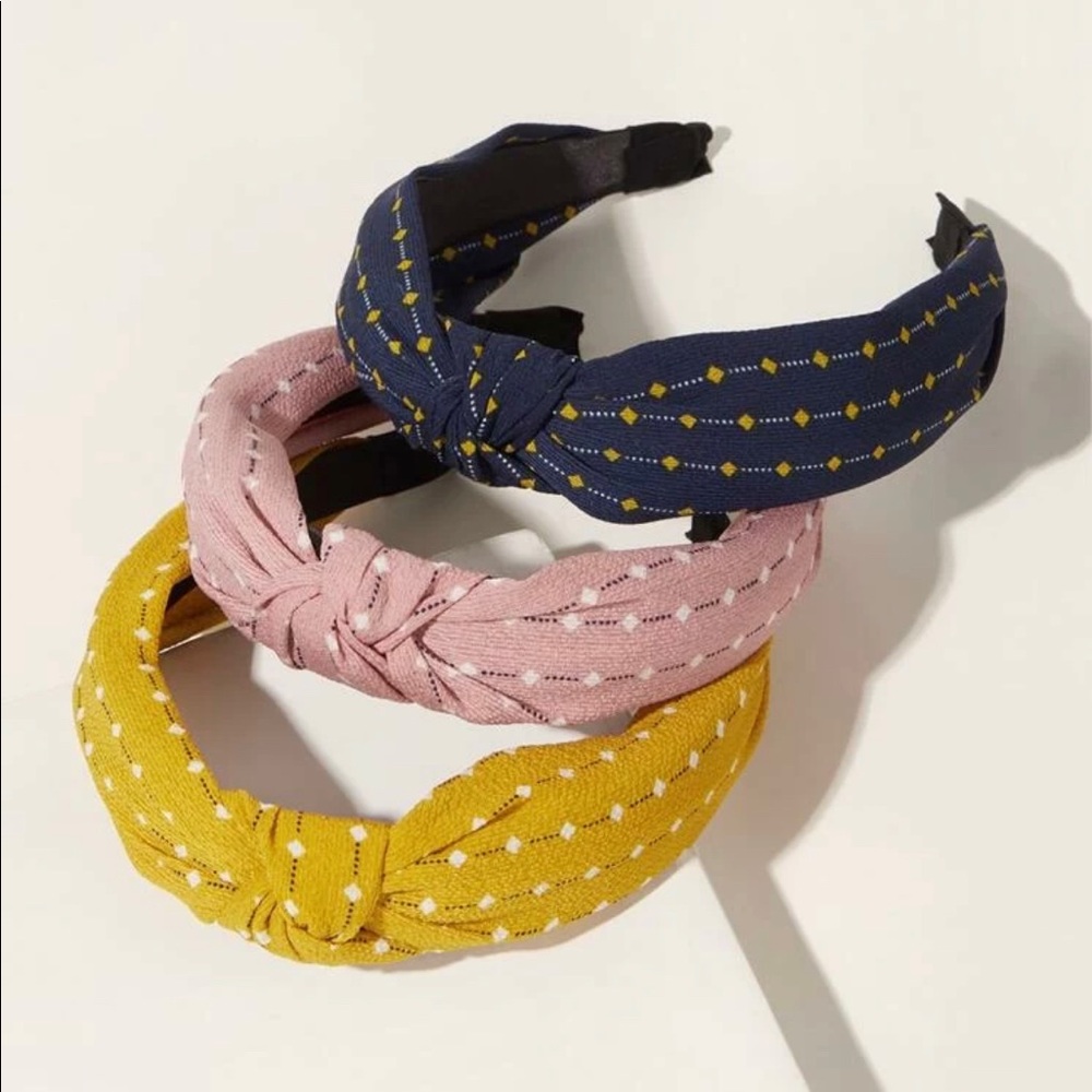 3 pcs polka dots cross knot hair hoop